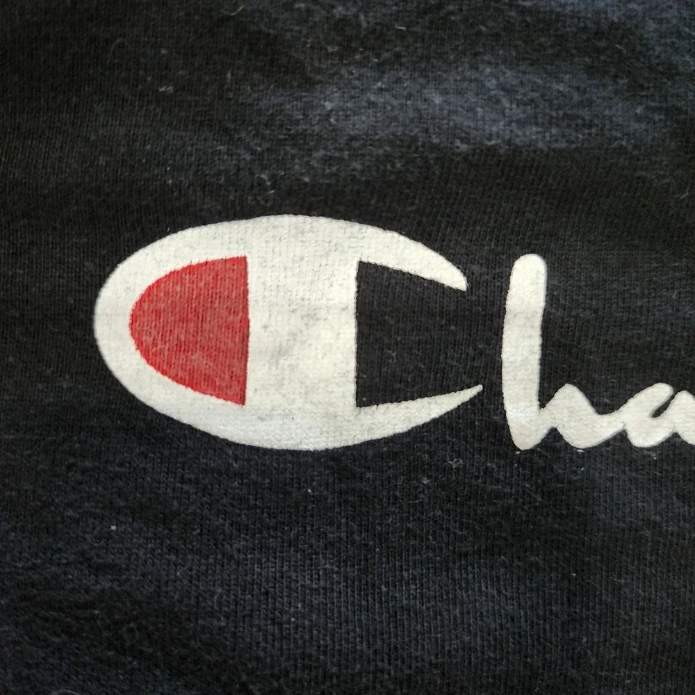 Champion Mens Black Short Sleeve Logo Printed Tee Size S‎